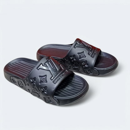 Men's black casual slippers comfortable LV flip-flops