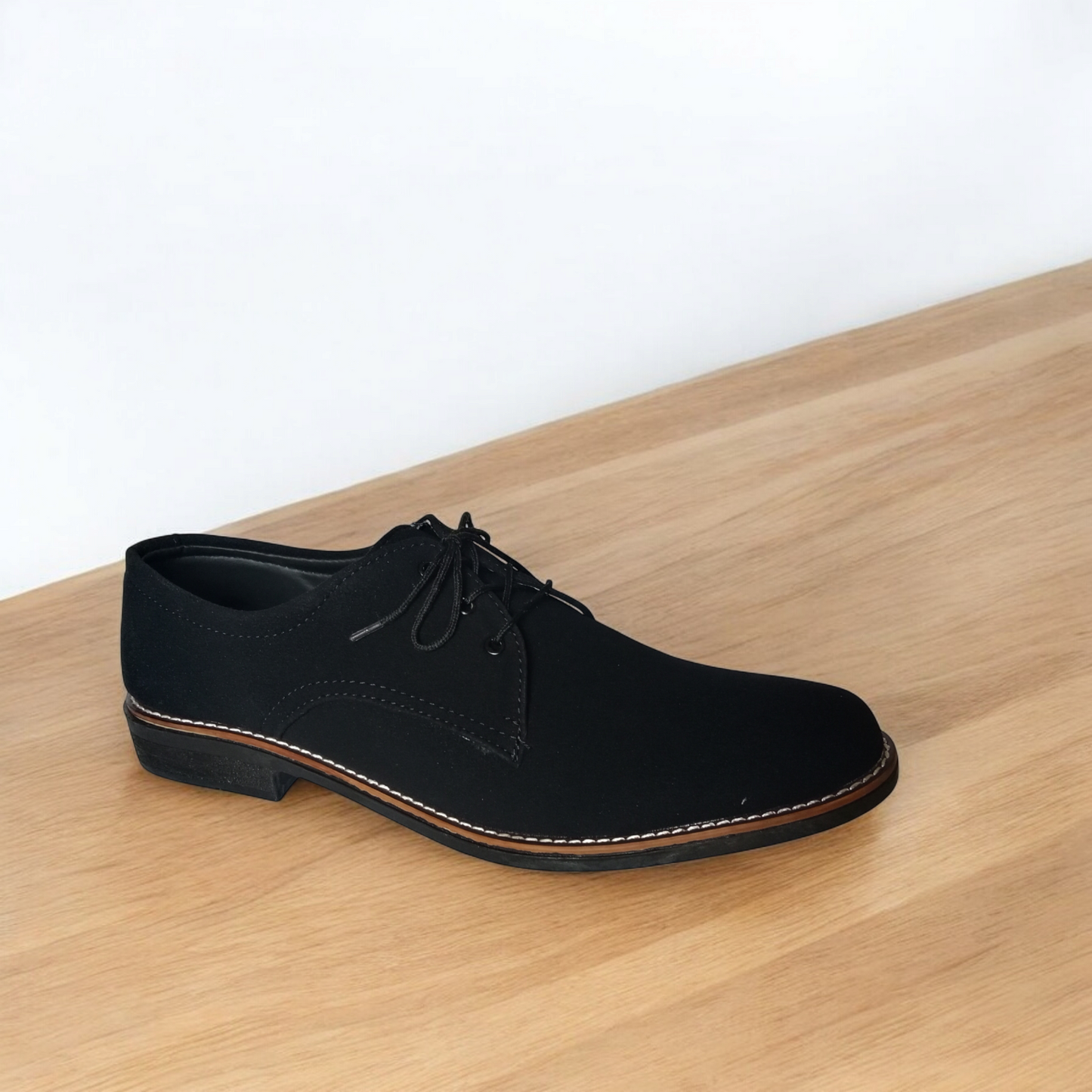 Men's Black causal lace-up suede leather shoes