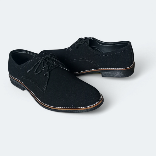 Men's Black causal lace-up suede leather shoes