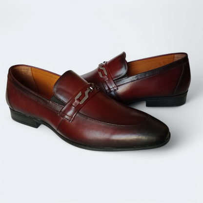 Classic leather shoes Double shade Maroon black formal shoes