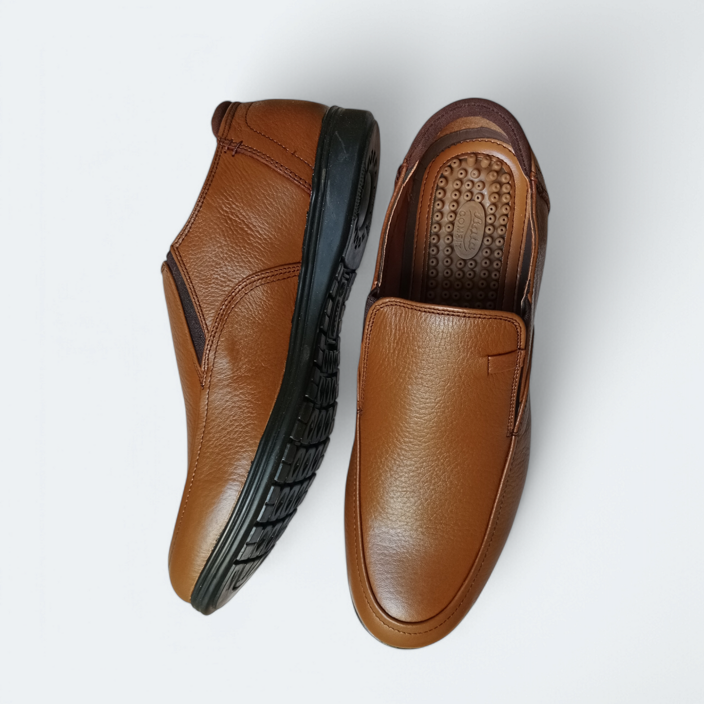 Leather Medicated Shoes for Men | Mustard leather