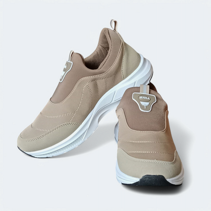 Comfortable Skechers shoes| Men's khaki without lace walking shoes